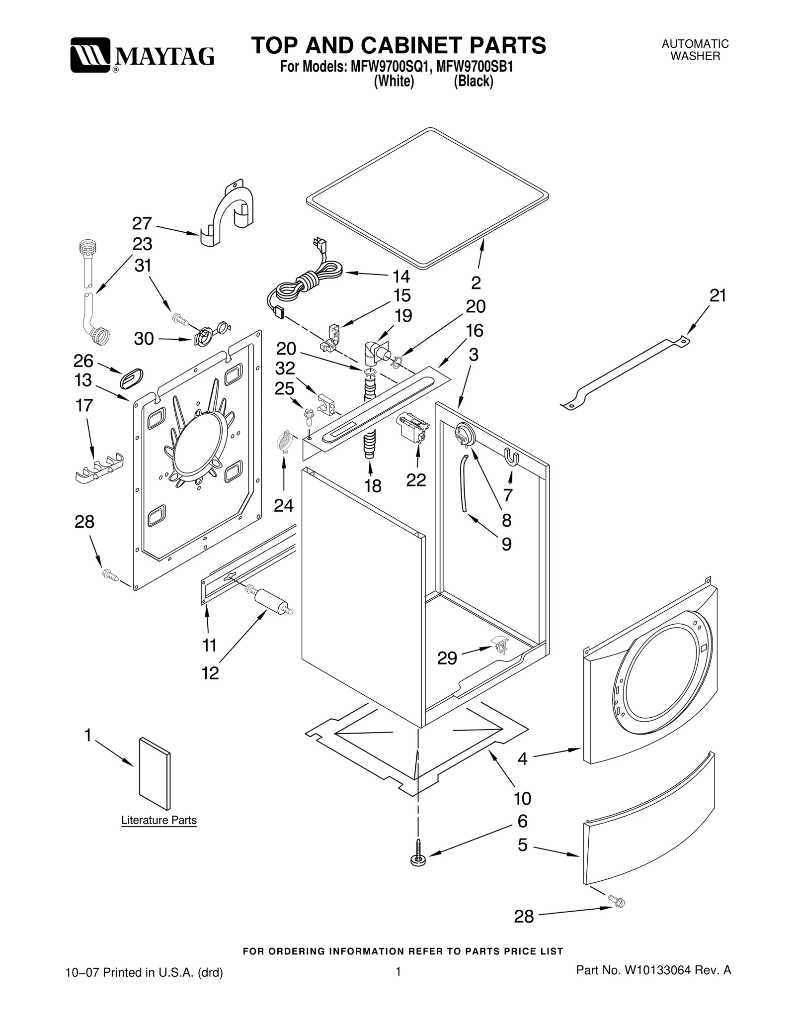 TOP AND CABINET PARTS