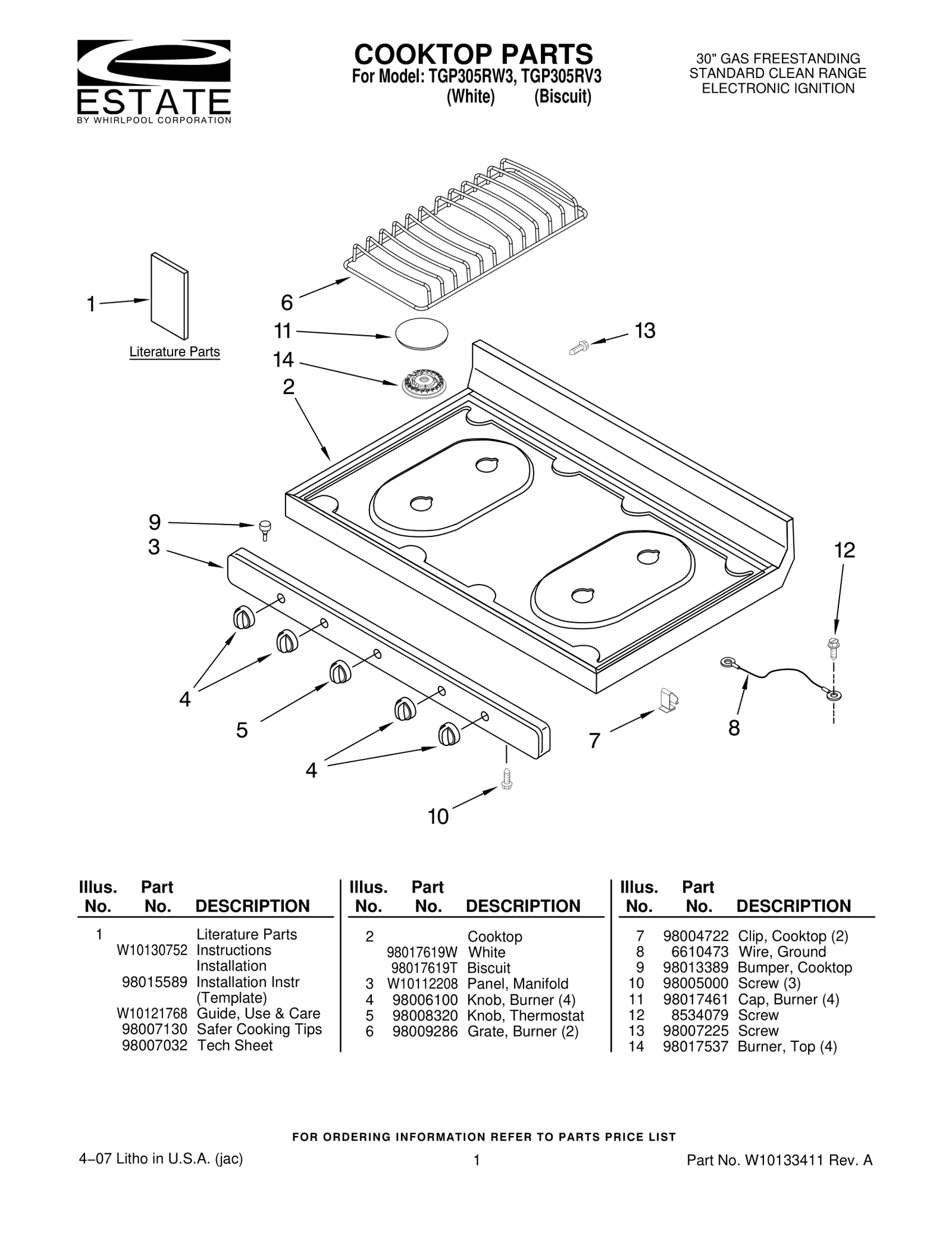 COOKTOP PARTS