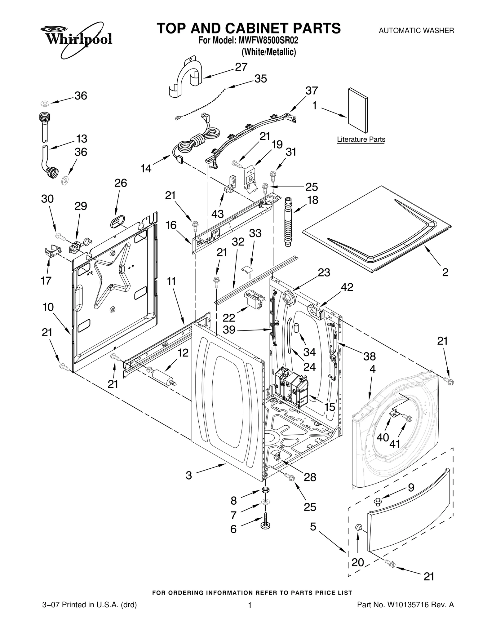 TOP AND CABINET PARTS