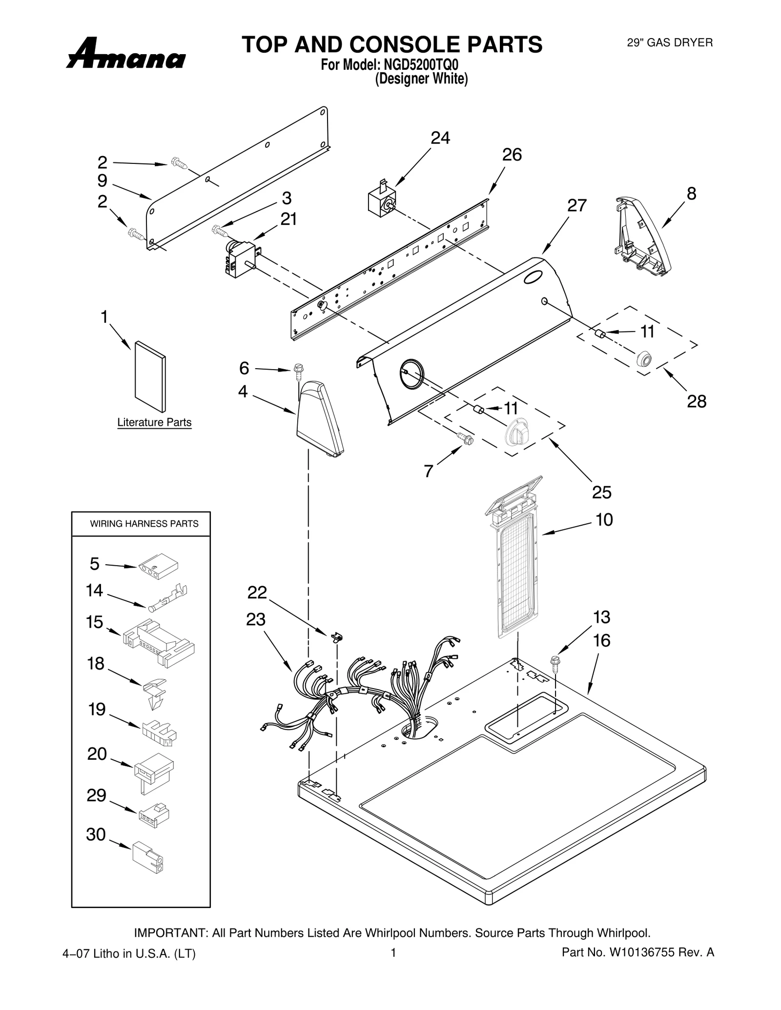TOP AND CONSOLE PARTS