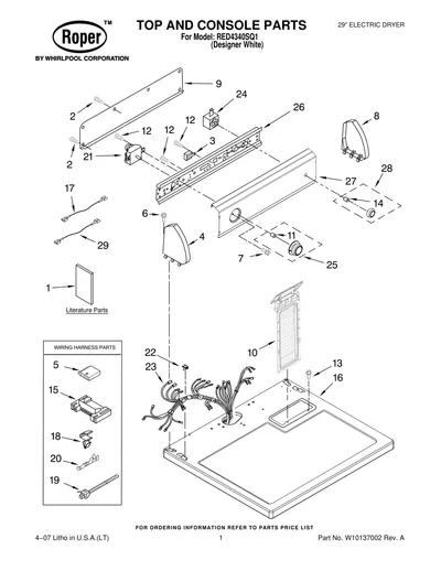 TOP AND CONSOLE PARTS
