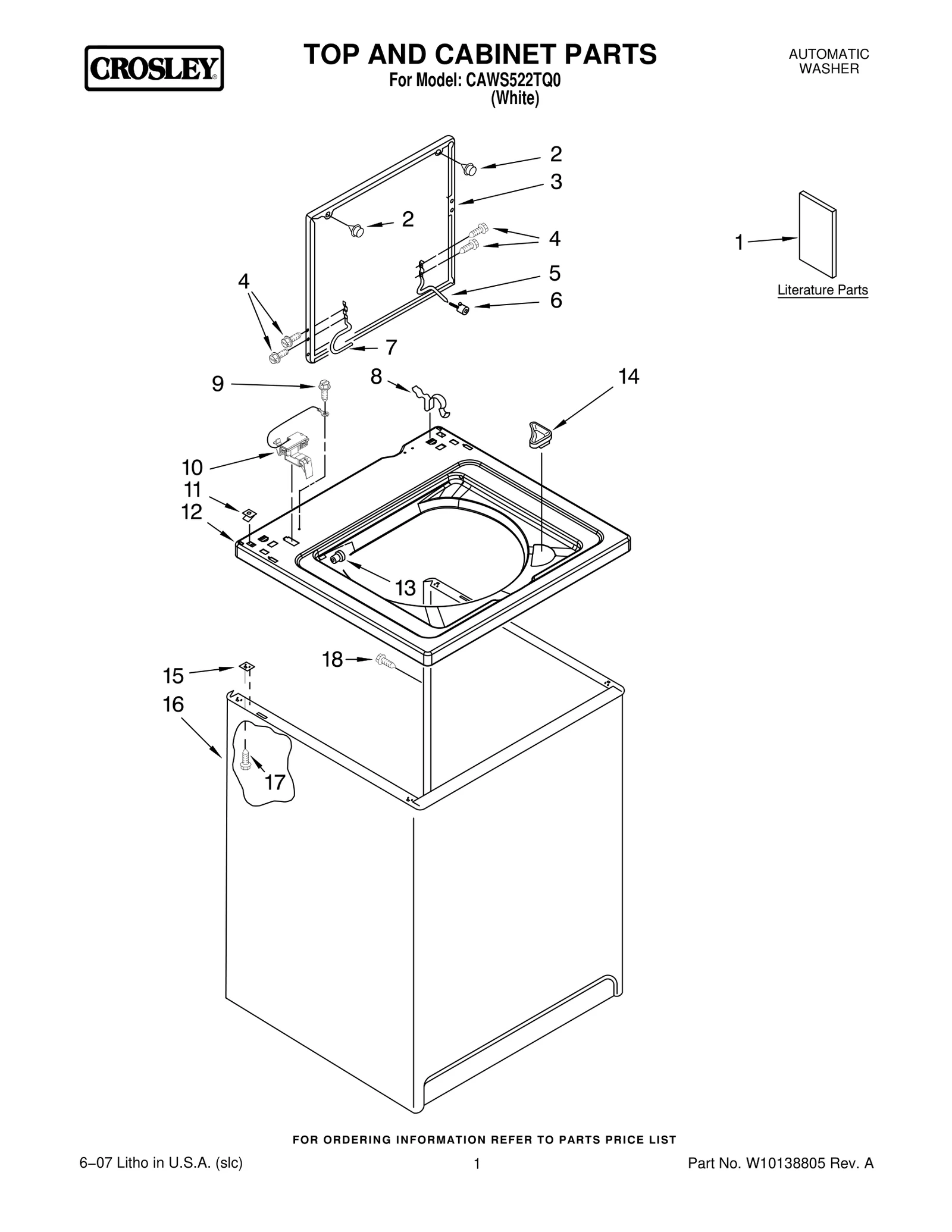 TOP AND CABINET PARTS