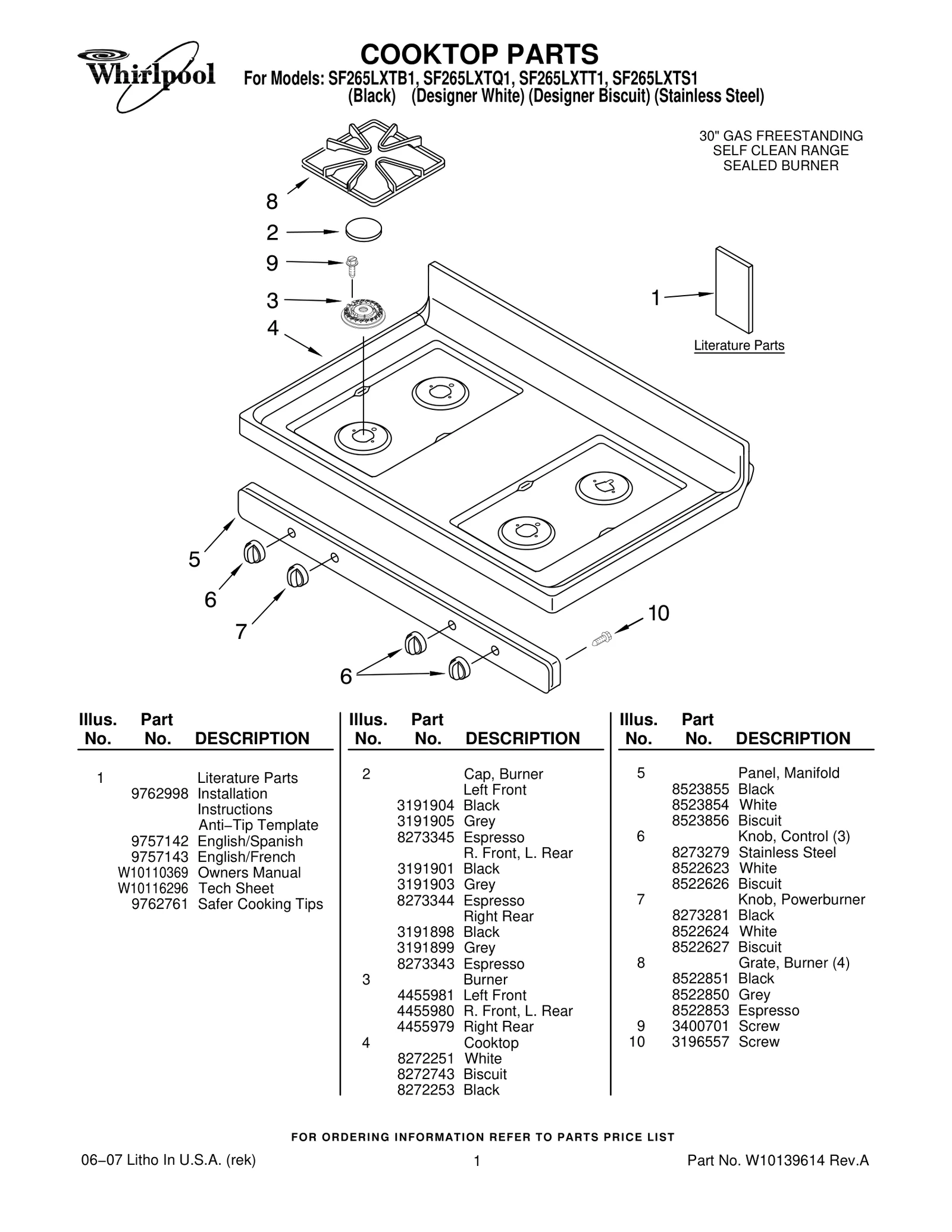 COOKTOP PARTS