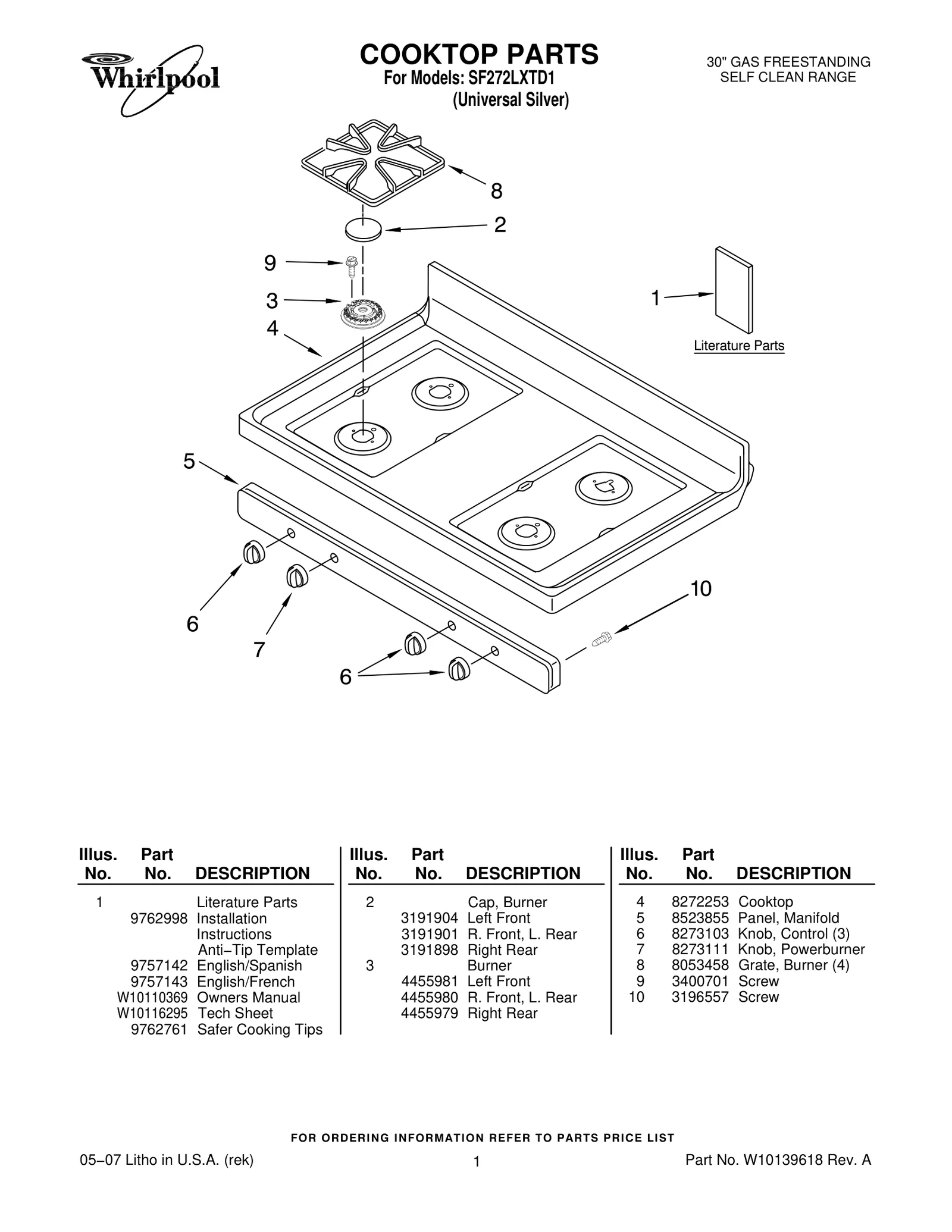 COOKTOP PARTS