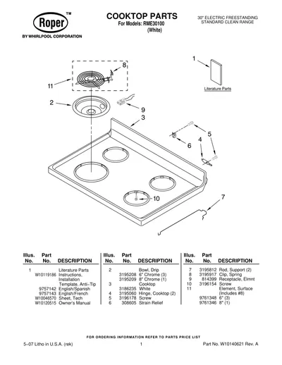 COOKTOP PARTS