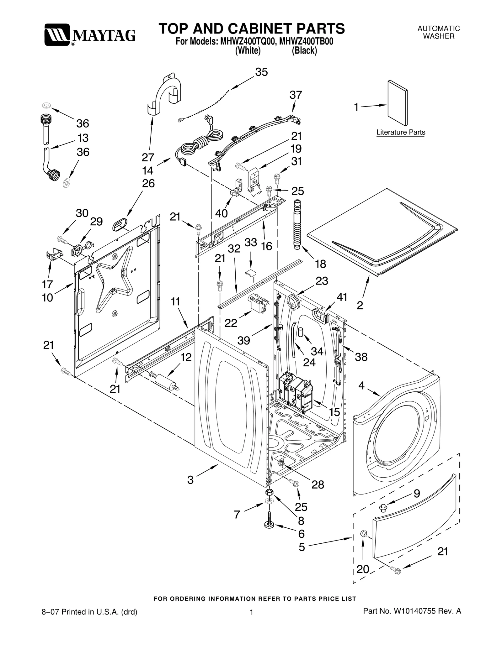 TOP AND CABINET PARTS
