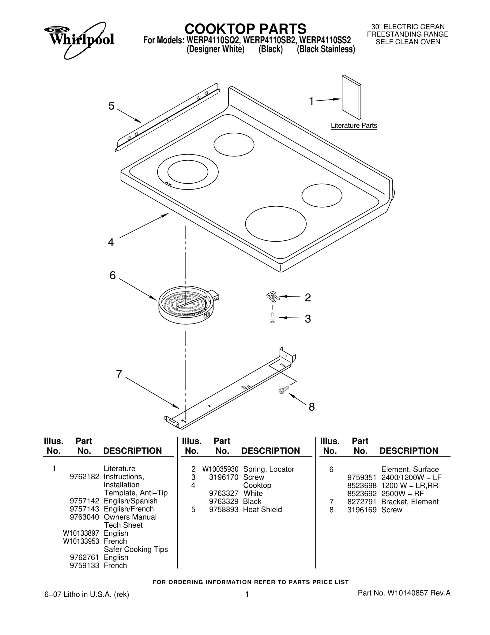 COOKTOP PARTS