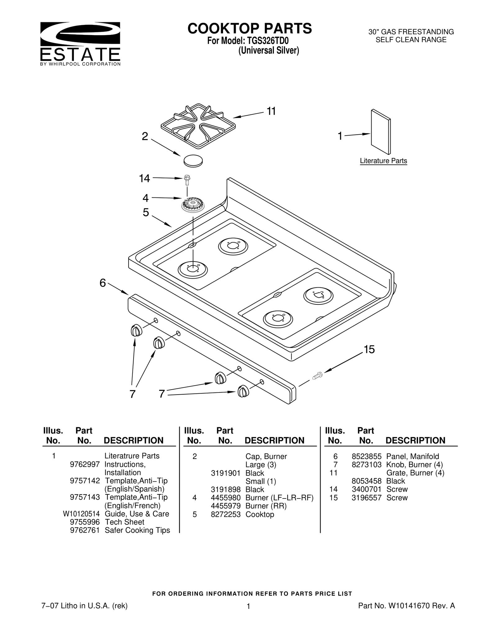 COOKTOP PARTS
