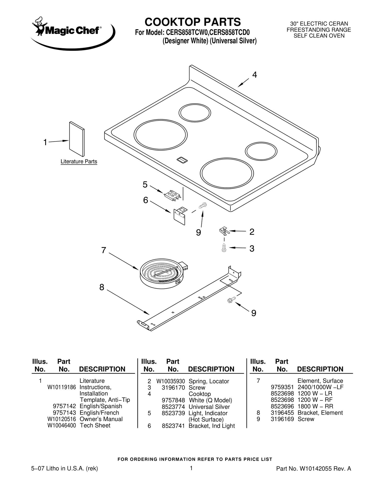 COOKTOP PARTS