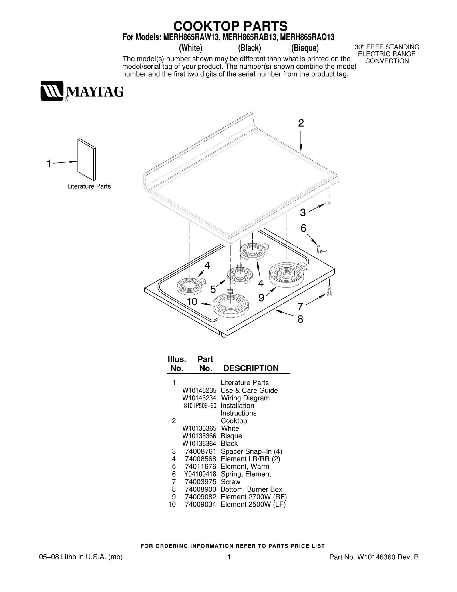 COOKTOP PARTS