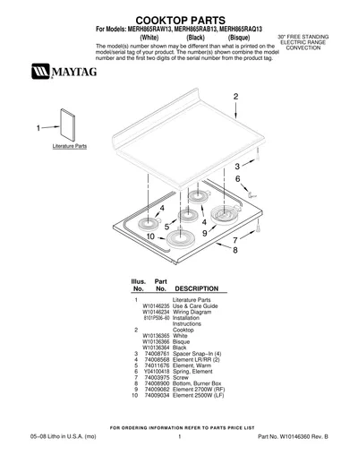 COOKTOP PARTS