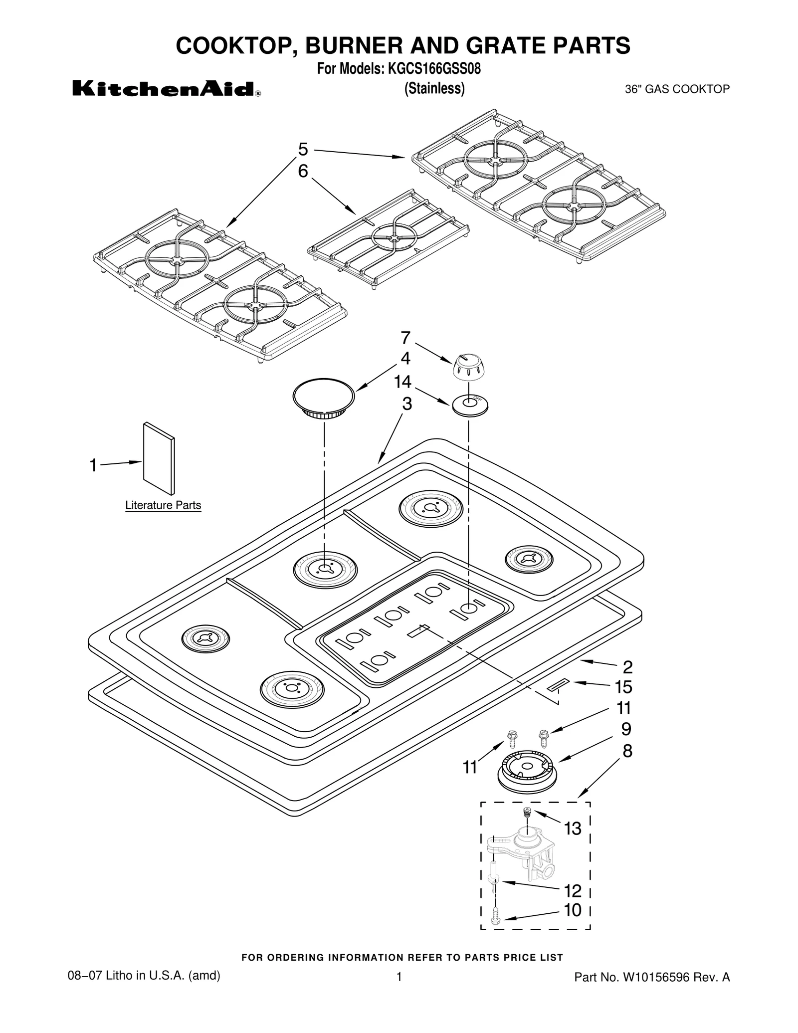 COOKTOP, BURNER AND GRATE PARTS