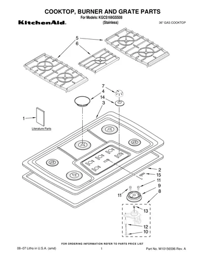 COOKTOP, BURNER AND GRATE PARTS