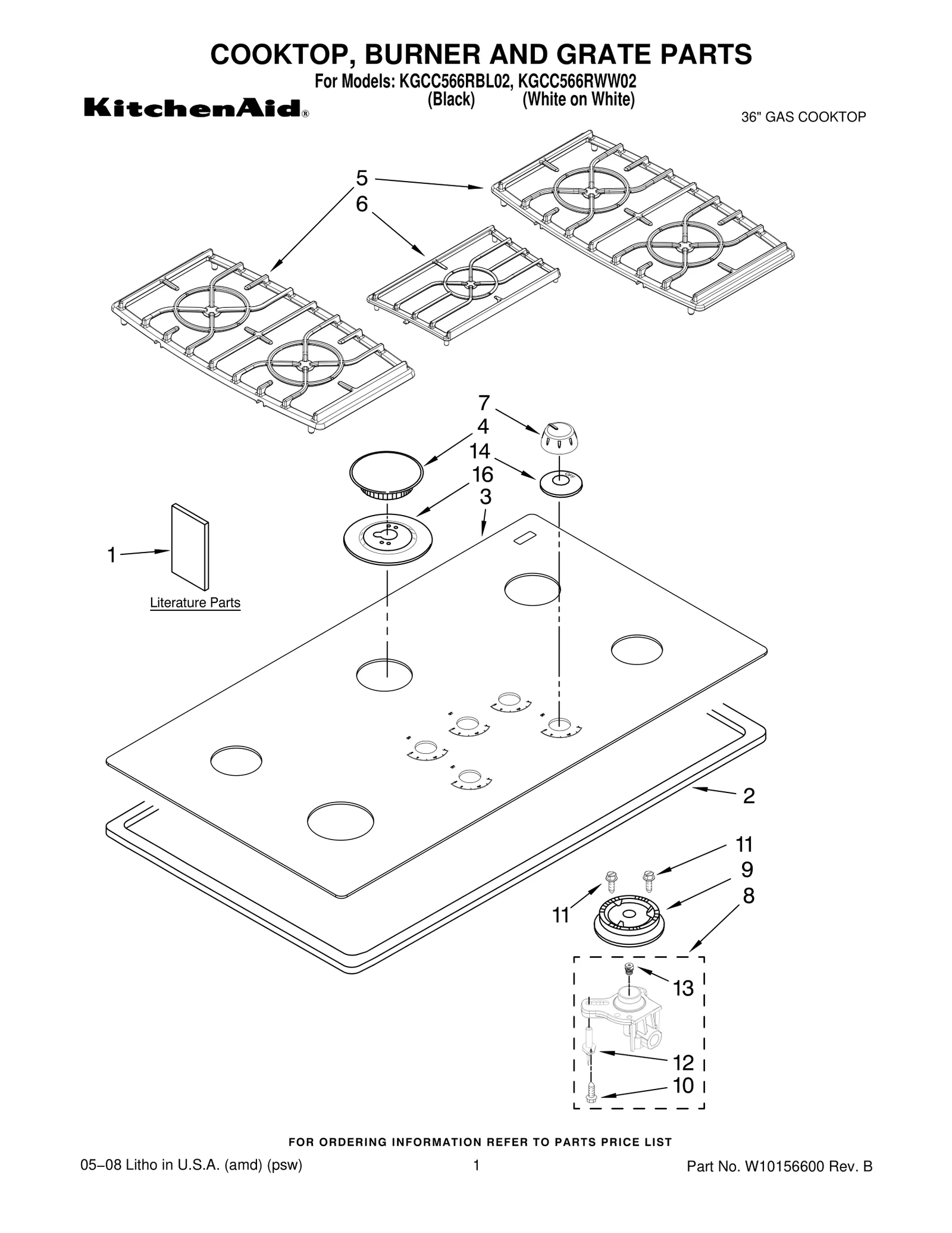 COOKTOP, BURNER AND GRATE PARTS