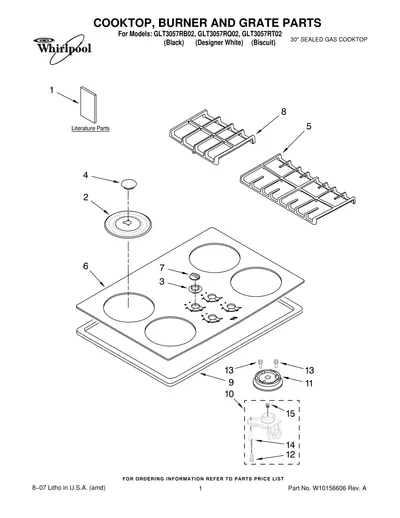 COOKTOP, BURNER AND GRATE PARTS