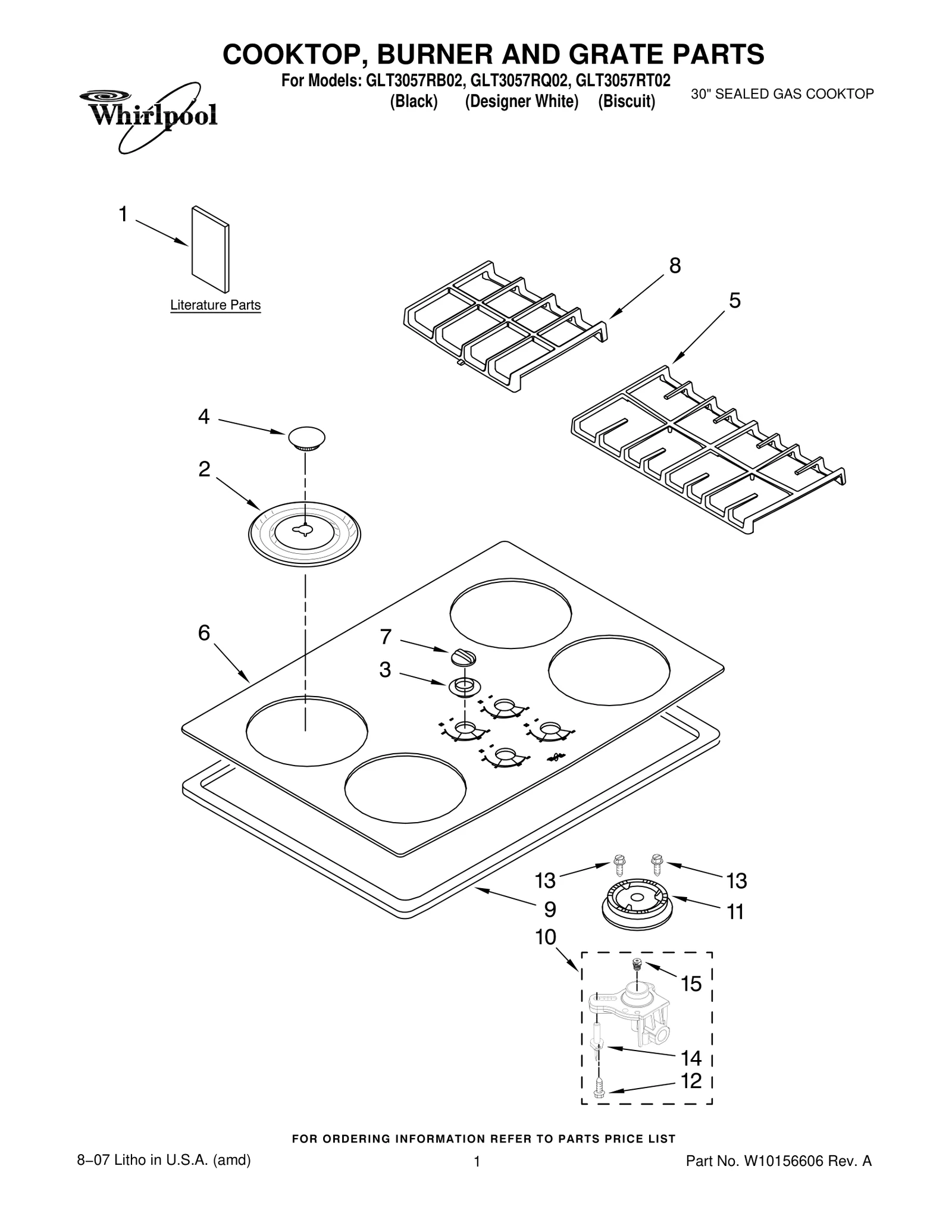 COOKTOP, BURNER AND GRATE PARTS