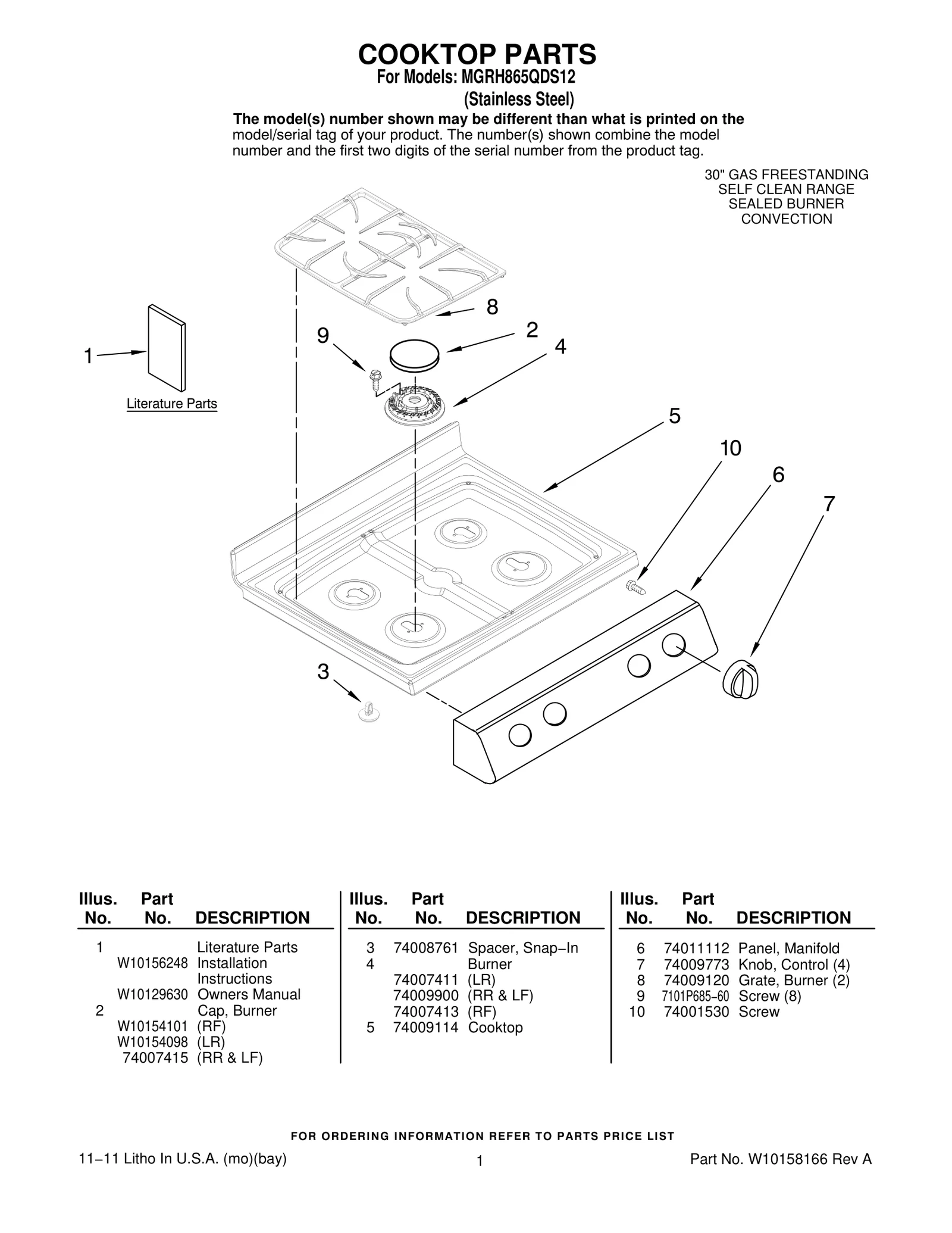 COOKTOP PARTS