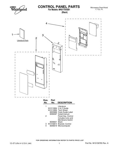 CONTROL PANEL PARTS