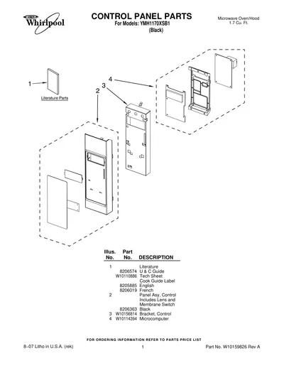 CONTROL PANEL PARTS