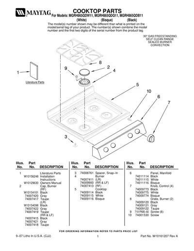 COOKTOP PARTS