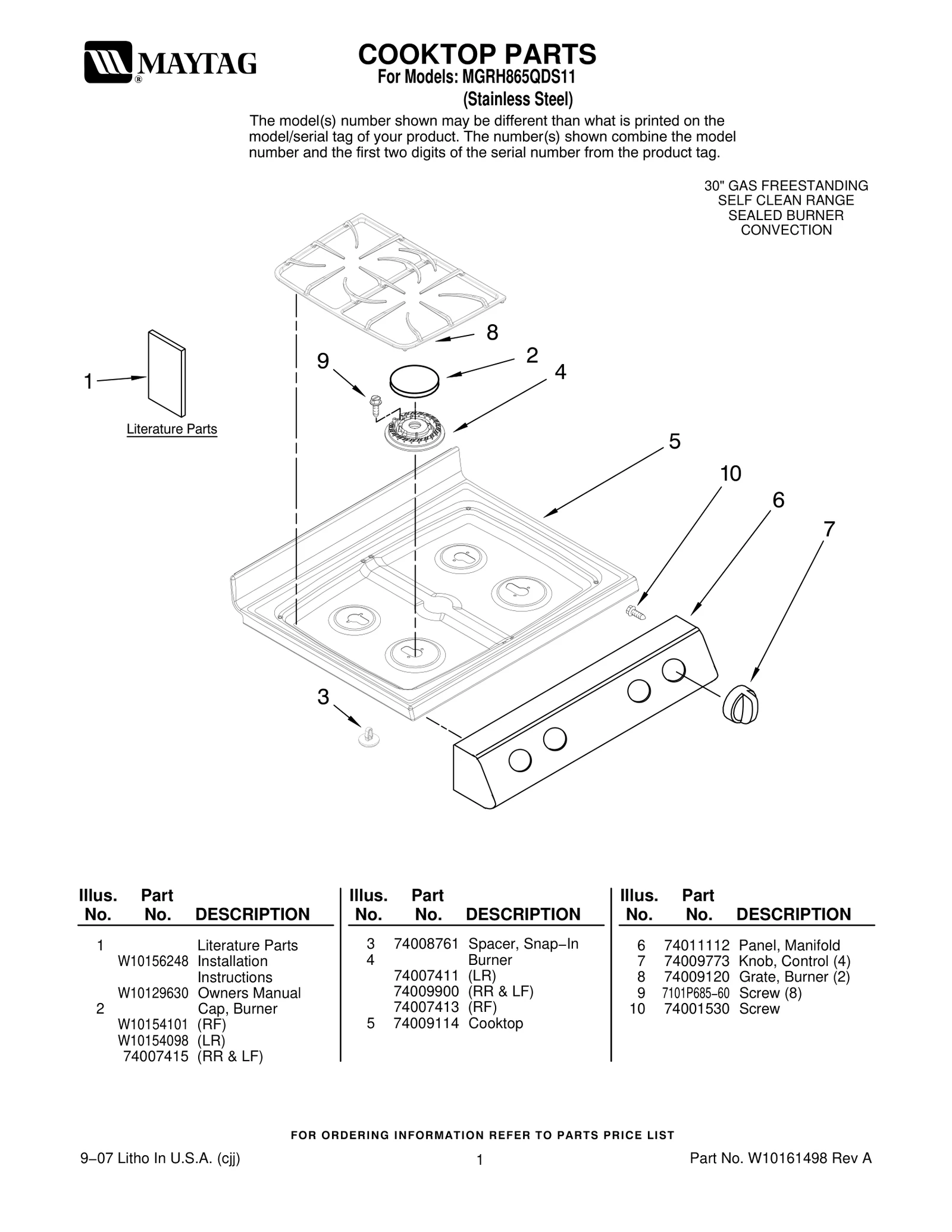 COOKTOP PARTS