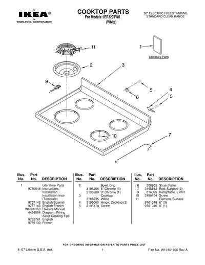 COOKTOP PARTS
