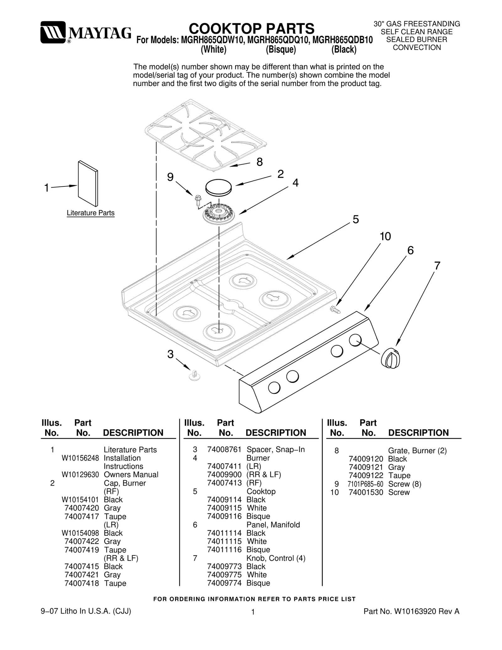 COOKTOP PARTS