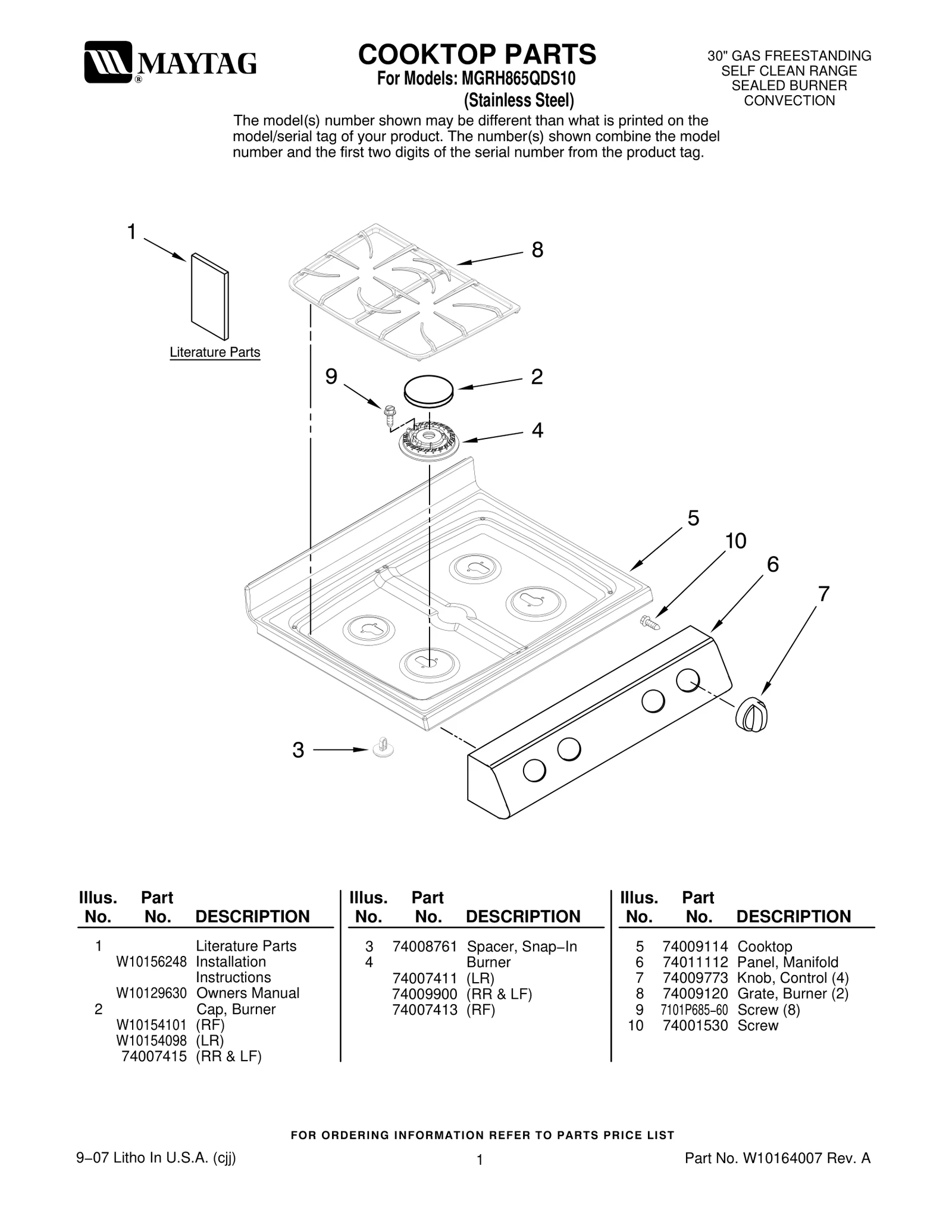 COOKTOP PARTS