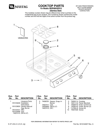 COOKTOP PARTS