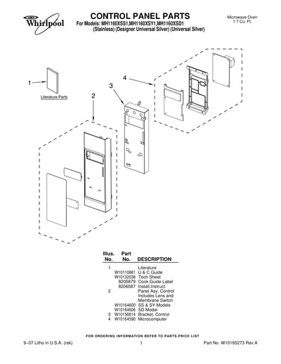 CONTROL PANEL PARTS