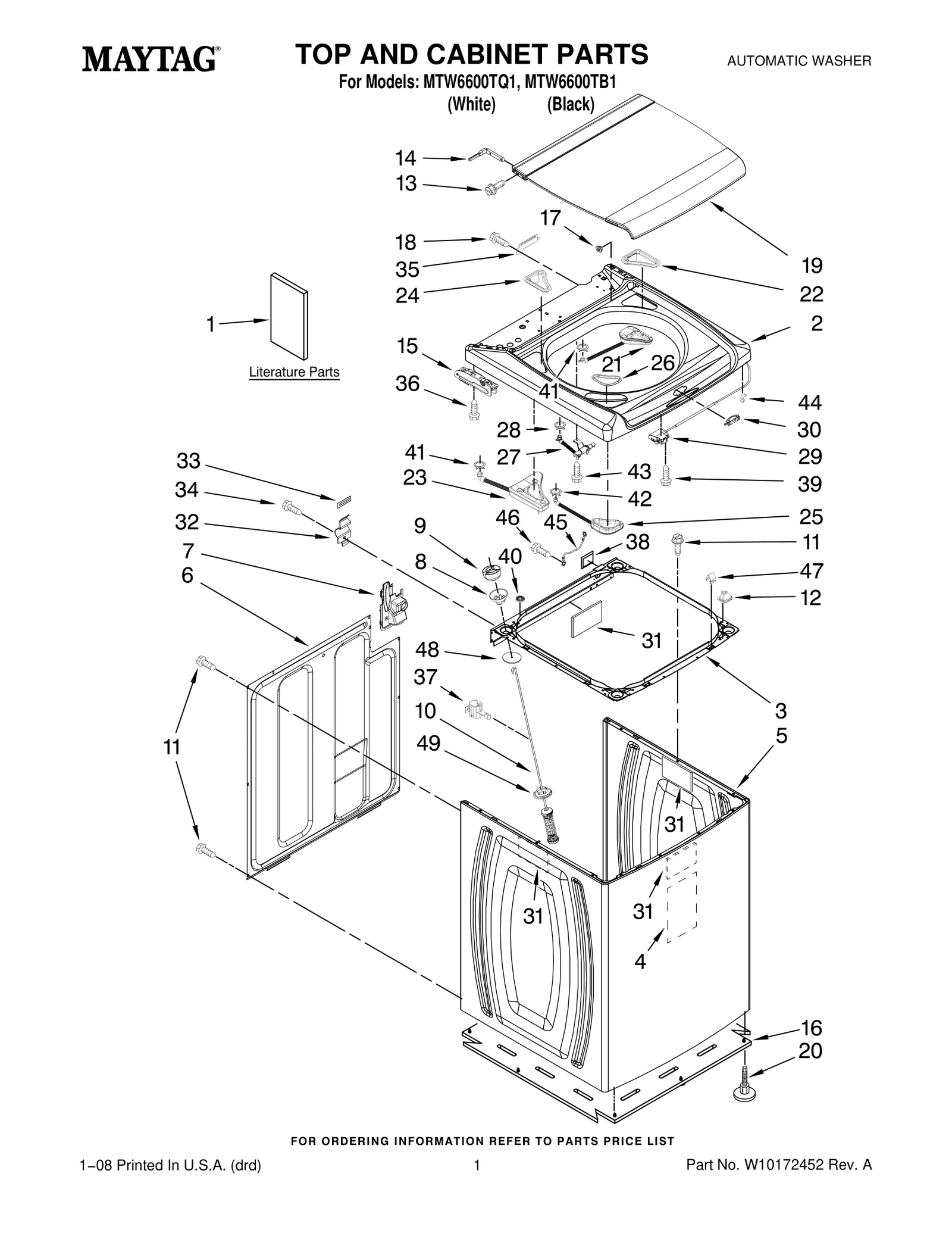 TOP AND CABINET PARTS