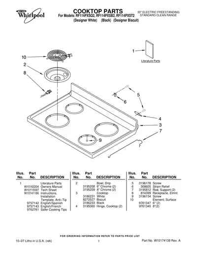 COOKTOP PARTS