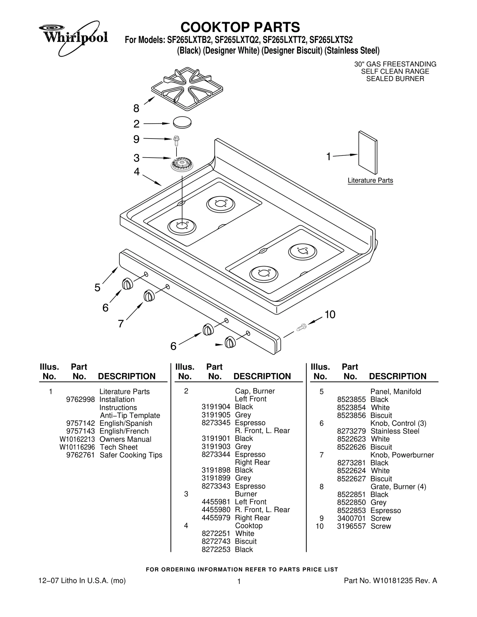 COOKTOP PARTS