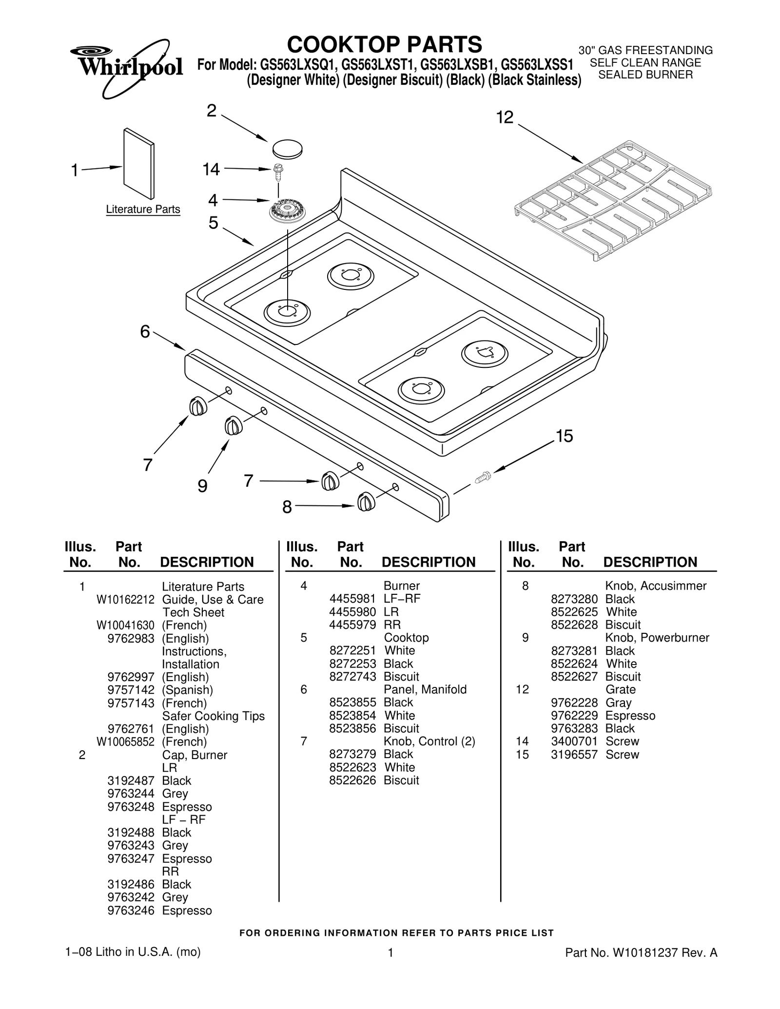 COOKTOP PARTS