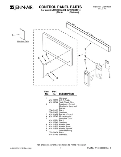 CONTROL PANEL PARTS