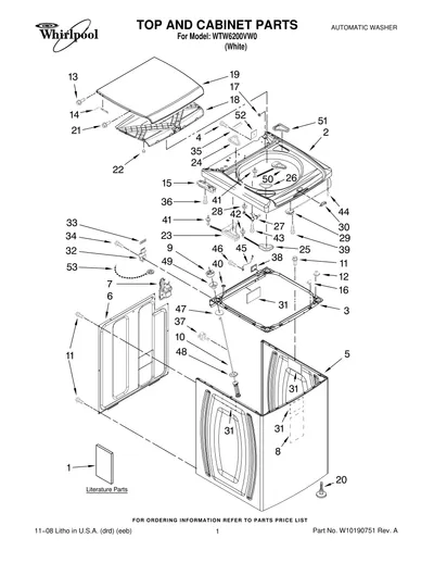 TOP AND CABINET PARTS