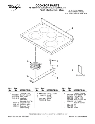 COOKTOP PARTS