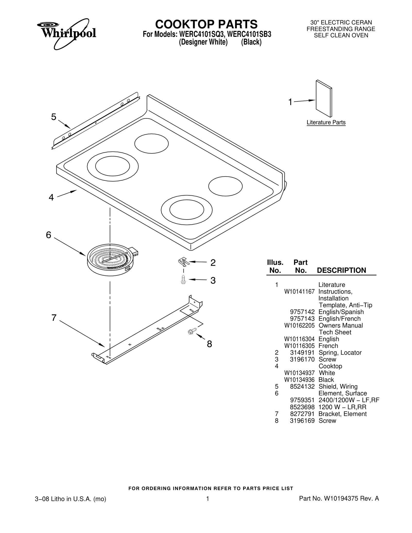 COOKTOP PARTS