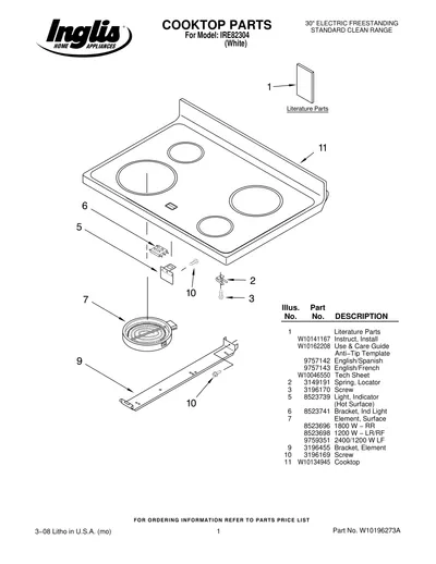 COOKTOP PARTS