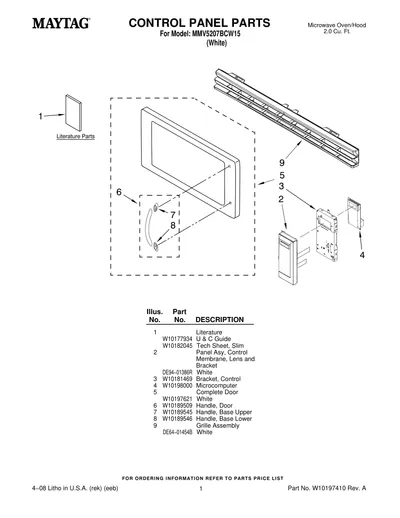 CONTROL PANEL PARTS