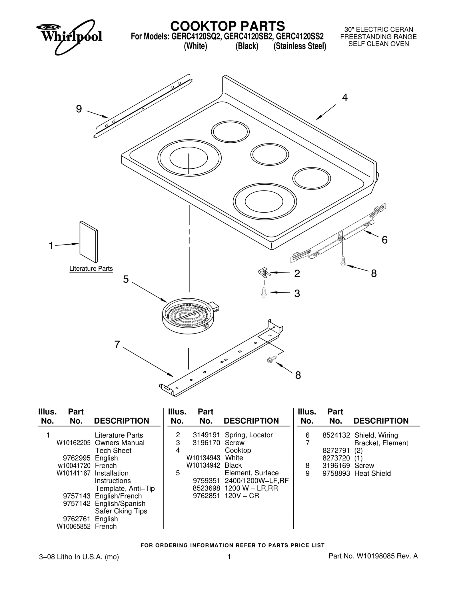 COOKTOP PARTS