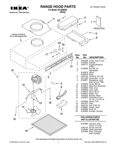 RANGE HOOD PARTS
