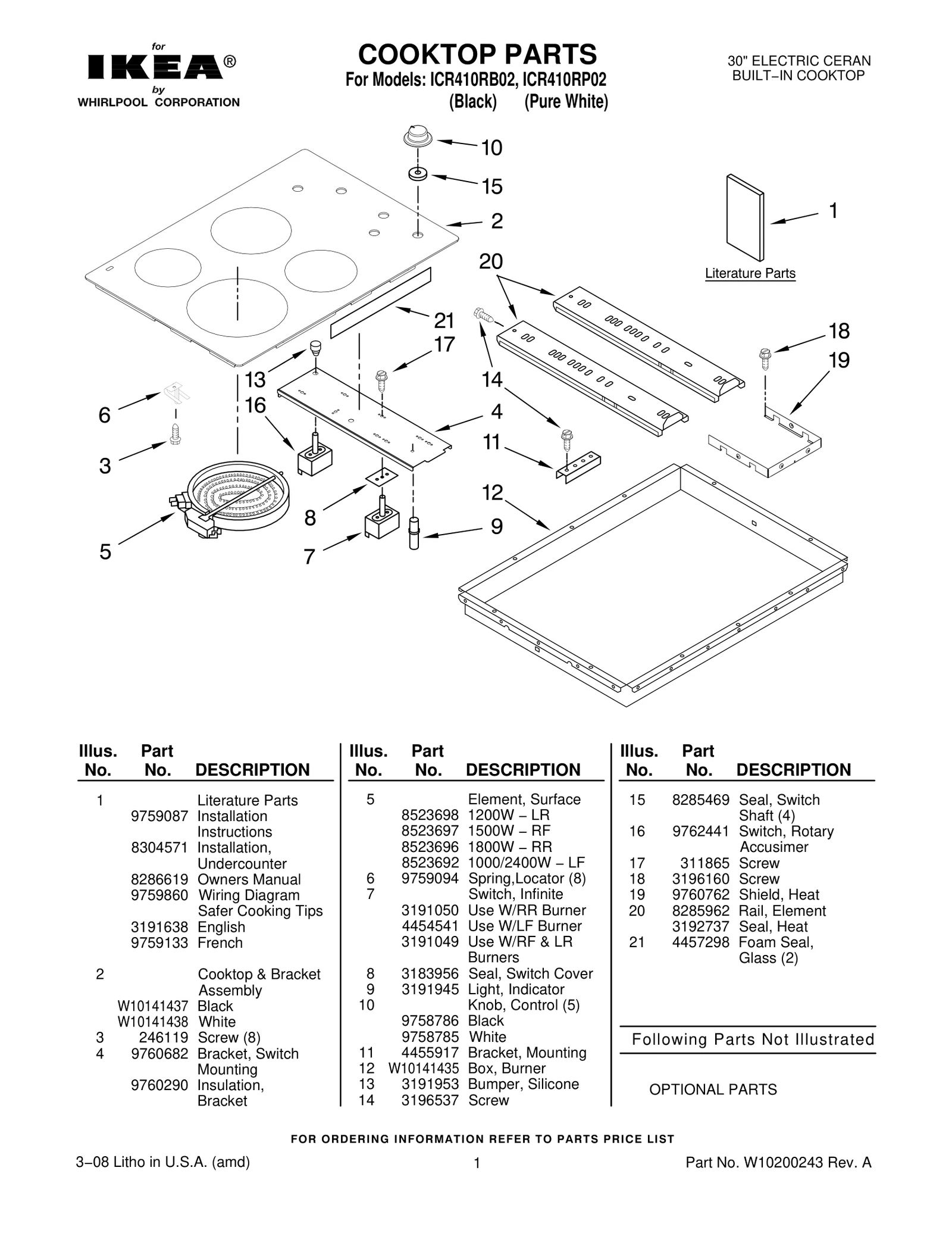 COOKTOP PARTS