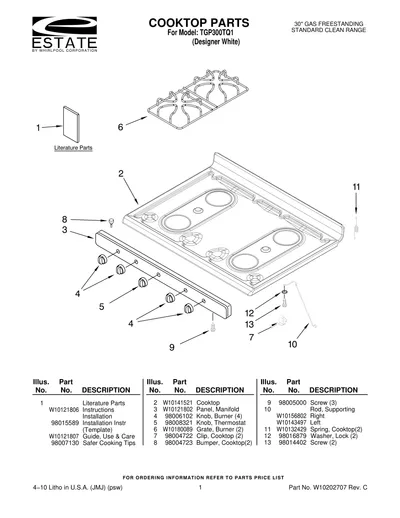 COOKTOP PARTS