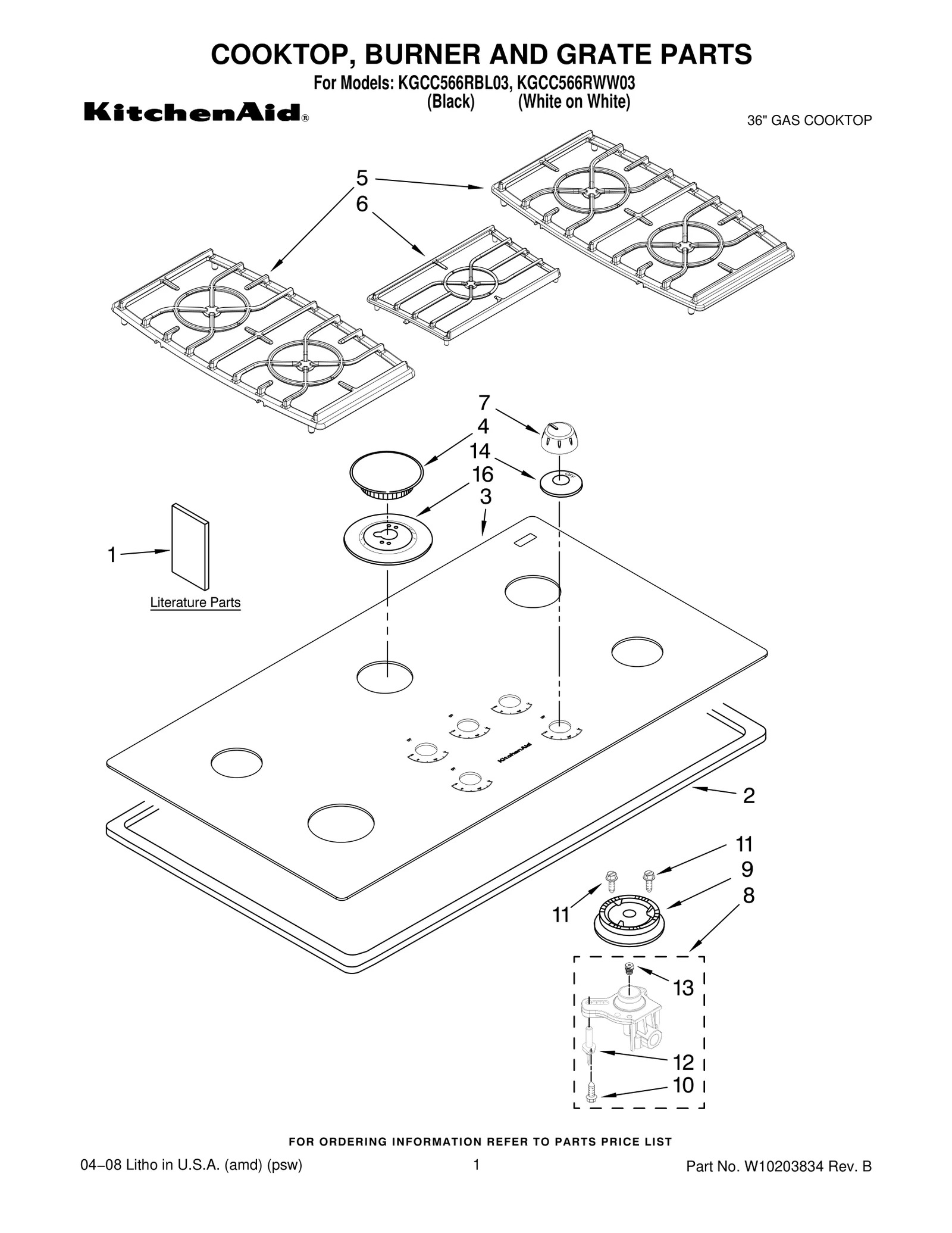 COOKTOP, BURNER AND GRATE PARTS
