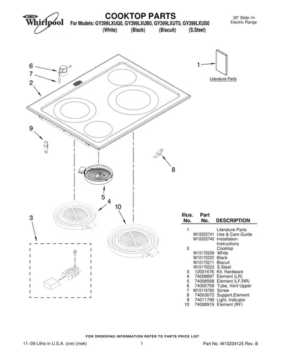 COOKTOP PARTS
