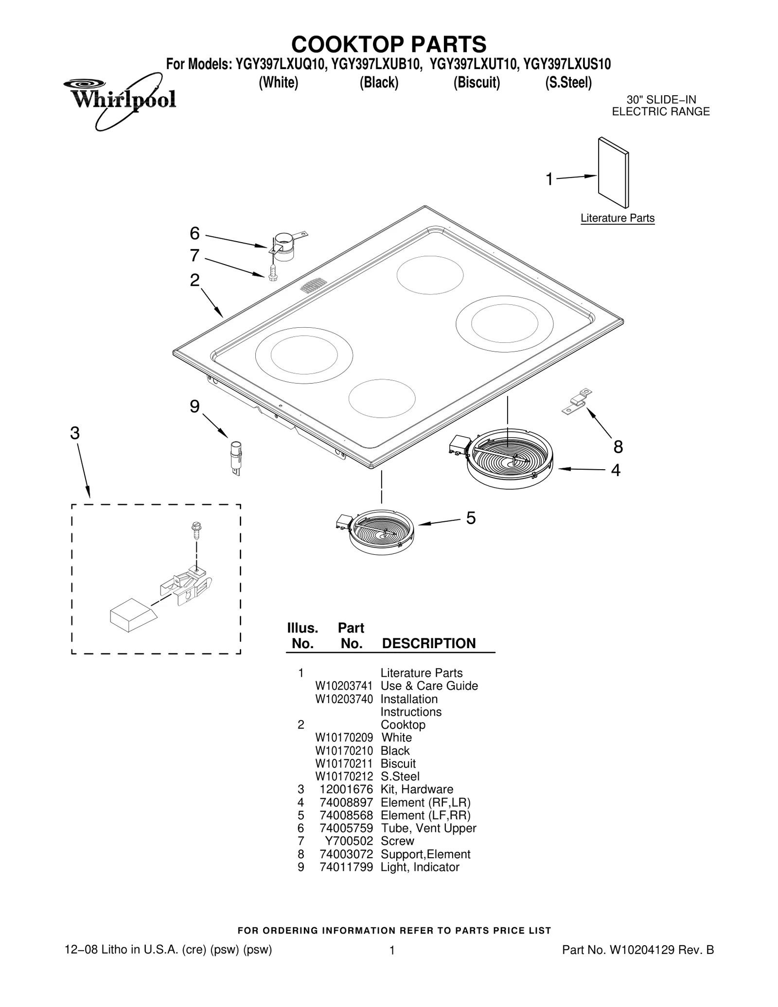 COOKTOP PARTS