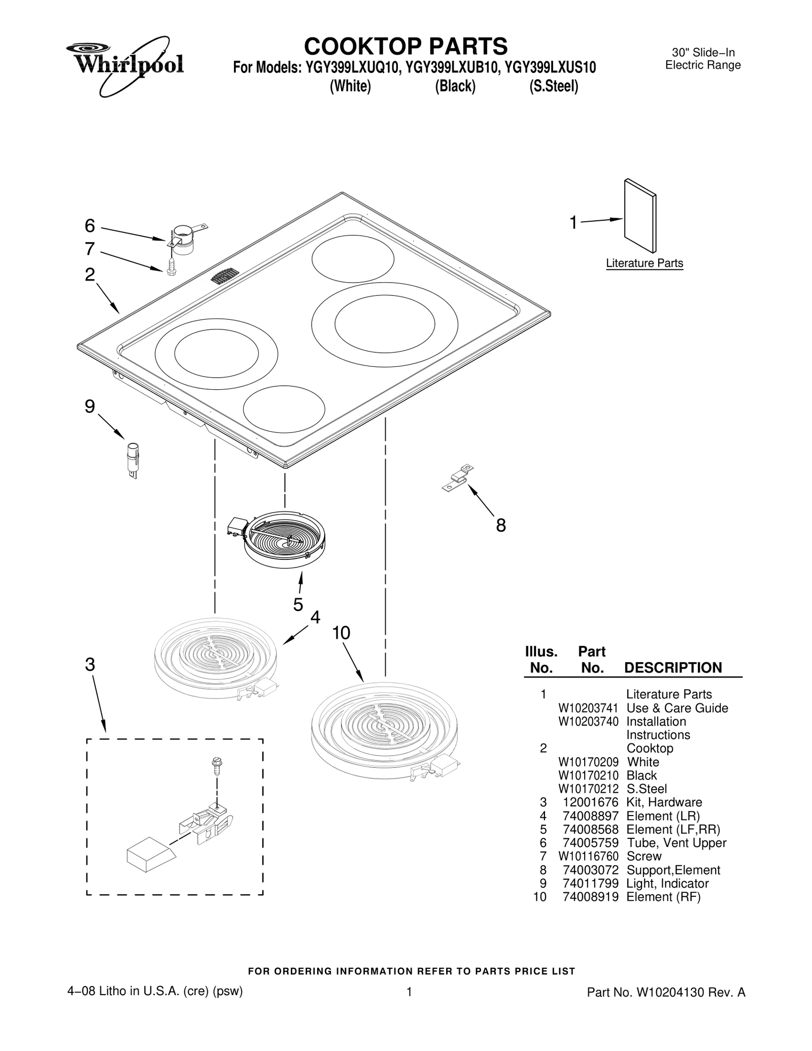 COOKTOP PARTS