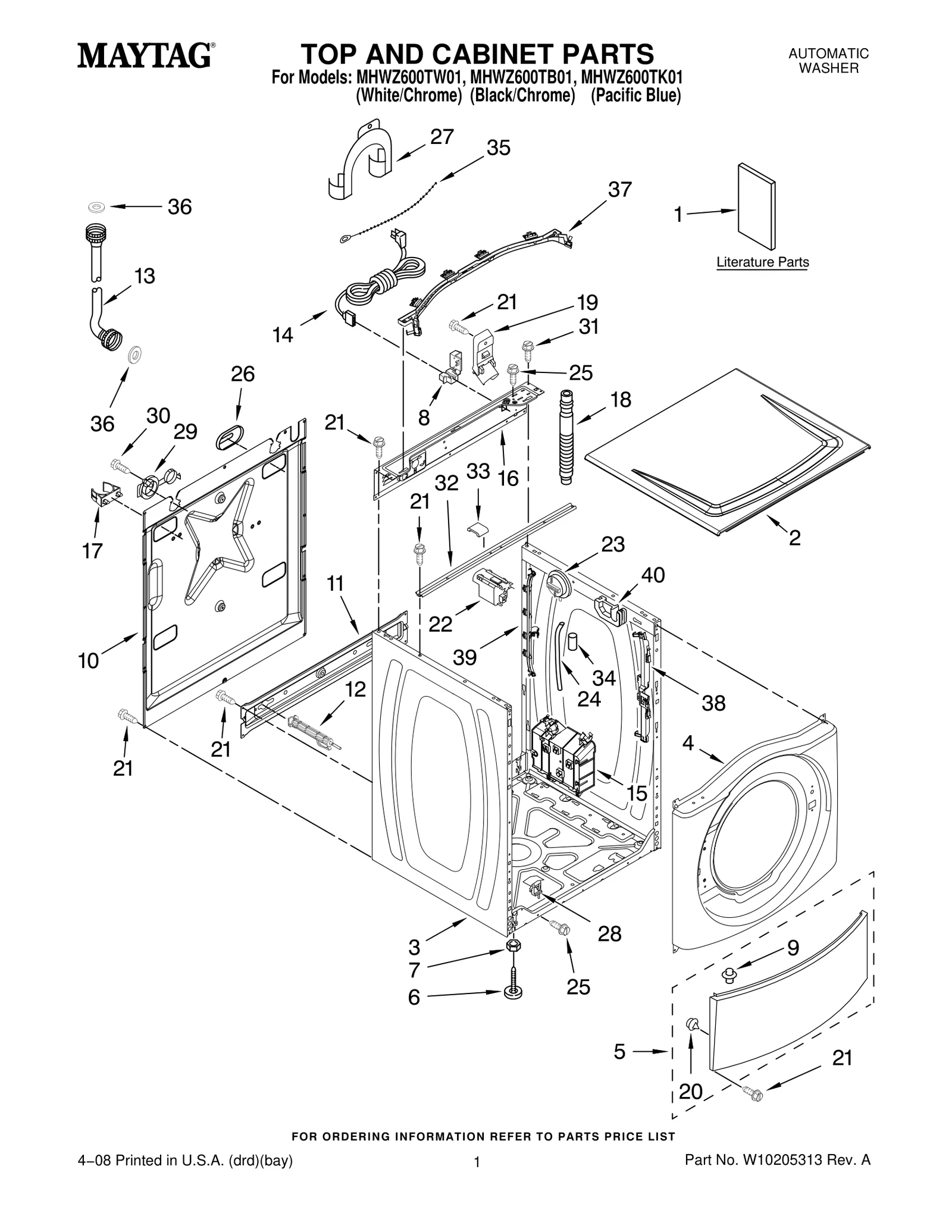 TOP AND CABINET PARTS