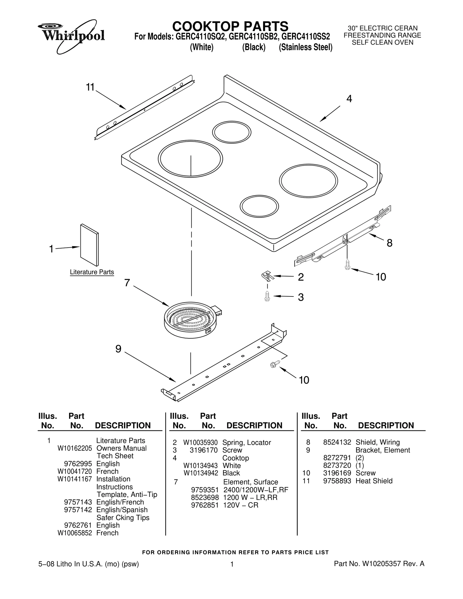 COOKTOP PARTS